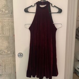 Red velvet shift dress